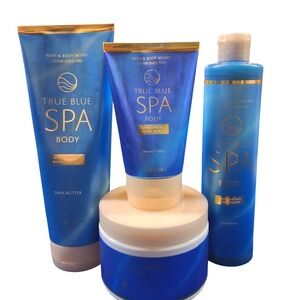 True Blue Spa Bath & Body Works 4pcs Bundle Relax Lounge‎ FOOT Soak Exfoliate